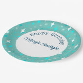 Assiettes En Carton Retro Turquoise White Atomic Stars Motif modifiabl (Angle)