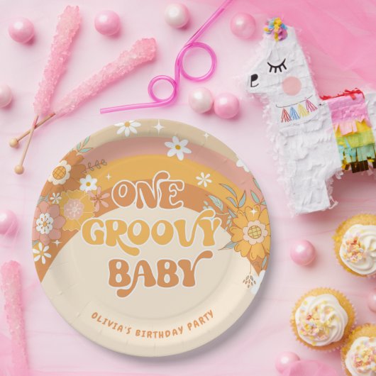 Assiettes En Carton Retro un bébé super (Fête)