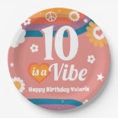 Assiettes En Carton Retro Vibe 10e anniversaire (Devant)