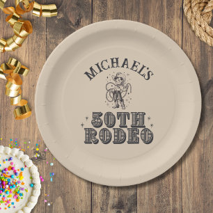 Assiettes En Carton Retro vintage Cowboy Rodeo 50e fête d'anniversaire