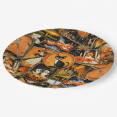 Assiettes En Carton Retro Vintage Halloween Collage amusant (Angle)