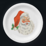 Assiettes En Carton Rétro Vintage Jolly Santa Claus de Christmas<br><div class="desc">Plaques en papier avec une photo festive rétro. Le vieux Père Noël Jolly avec ses joues rousses et son sourire chaleureux et amical. Un peu de nostalgie de l'ancienne école pour les vieux temps,  cette image rappelle les souvenirs des célébrations du passé de Noël.</div>