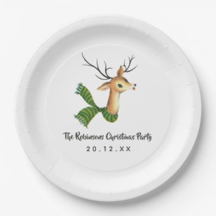 Assiettes En Carton Retro Vintage Reindeer Noël Party