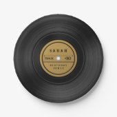 Assiettes En Carton Retro Vinyl Record Birthday  (Devant)