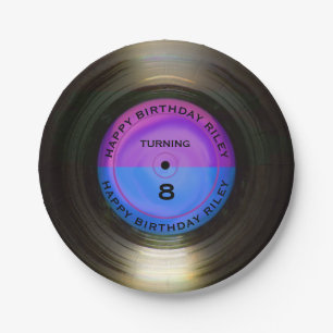 Assiettes En Carton Retro Vinyl Record personnalisé fête d'anniversair