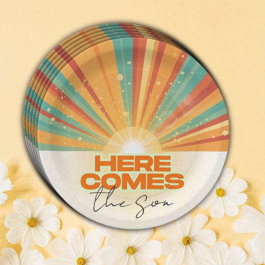 Assiettes En Carton Retro Voici Le Baby shower Fils