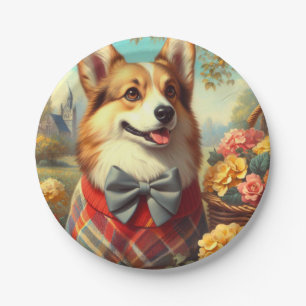 Assiettes En Carton Retro Welsh Corgi Cardigan Peinture