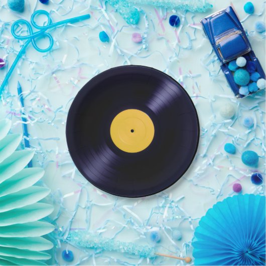 Assiettes En Carton Rétros plats de disque de vinyle de style ancien (Fête)