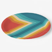 Assiettes En Carton Rétros rayures colorées -   les années 70, (Angle)