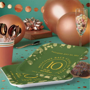 Assiettes En Carton Réunion de classe de l'école Green & Gold