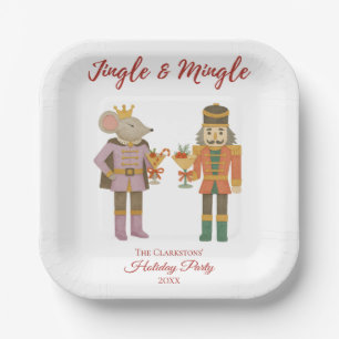 Assiettes En Carton Réunion de cocktail Jingle Mingle blanc personnali