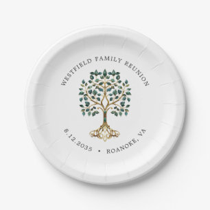 Assiettes En Carton Réunion de famille Arbre de vie émeraude
