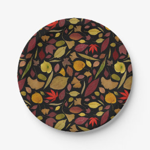 Assiettes En Carton Réunion de famille aux feuilles d'automne Action d