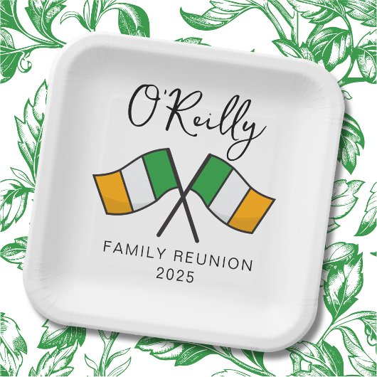 Assiettes En Carton Réunion de famille drapeau d'Irlande