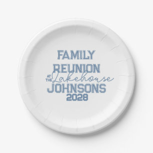 Assiettes En Carton Réunion de la famille de Lake House minimum bleu b