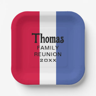 Assiettes En Carton Réunion de nom de famille personnalisé