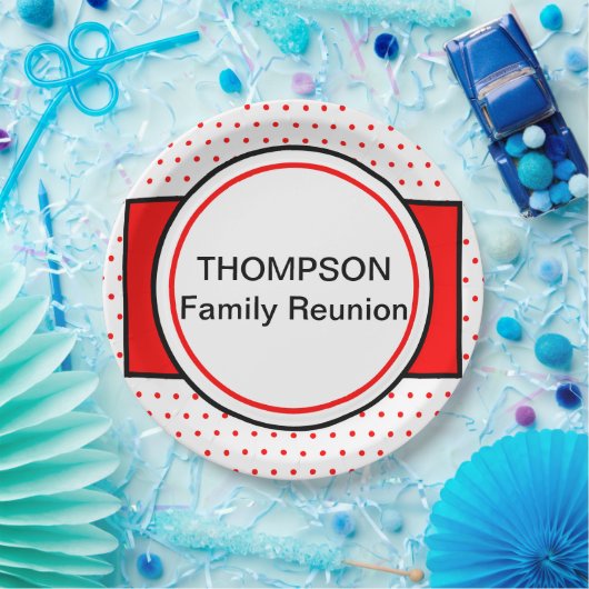 Assiettes En Carton Réunion familiale Pois rouge (Fête)