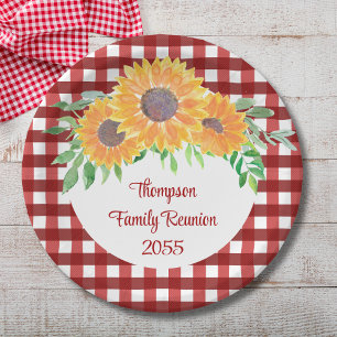 Assiettes En Carton Réunion personnalisée de la famille des tournesols