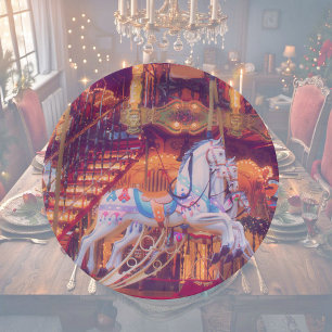 Assiettes En Carton rêve d'enfance - vieux cheval carrousel