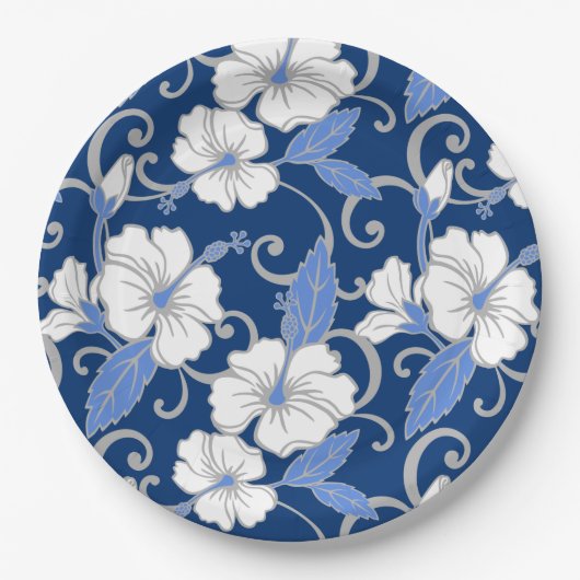 ASSIETTES EN CARTON RÊVE POLYNÉSIENNE (BLEU) (Devant)