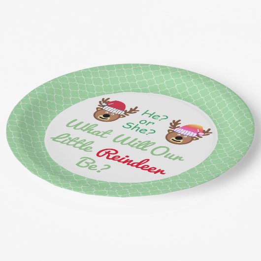 Assiettes En Carton Révélation de genre Reindeer (Angle)