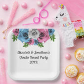 Assiettes En Carton Révélation de genre Rose Bouquet (Fête)