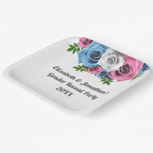 Assiettes En Carton Révélation de genre Rose Bouquet (Angulaire)