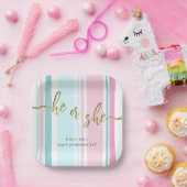 Assiettes En Carton Révélation de genre rose et bleu (Fête)