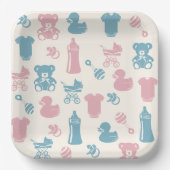 Assiettes En Carton Révélation de genre rose et bleu (Recto)