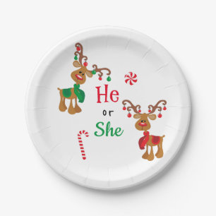 Assiettes En Carton Révélation du sexe des vacances de Noël Renne Roug