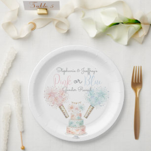 Assiettes En Carton Révélation du sexe Rose ou Bleu pour le 14 juillet