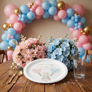 Assiettes En Carton Révélation du sexe Rose ou Bleu pour le 14 juillet