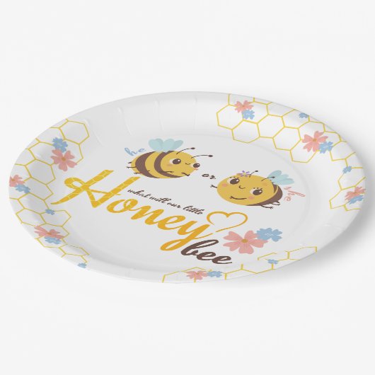 Assiettes En Carton Révéler le genre Bee Theme Papier à papier Plaque (Angle)