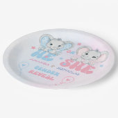 Assiettes En Carton Révéler le genre Eléphant rose et bleu (Angle)