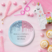 Assiettes En Carton Révéler le genre Parties scintillant rose bleu gou (Fête)