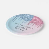 Assiettes En Carton Révéler le genre Parties scintillant rose bleu gou (Angle)