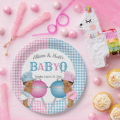 Assiettes En Carton Révéler le genre Pink Blue En vichy bébé Q BBQ (Fête)
