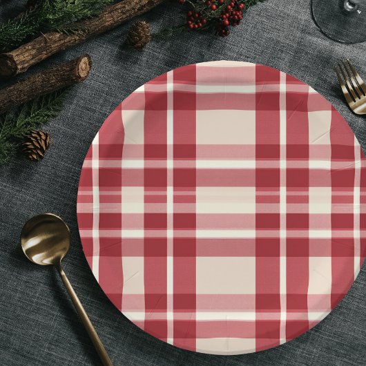 Assiettes En Carton Révère rustique | Embracer la ferme rouge Plaid