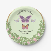 Rêves de papillons : Plaques de papier Baby shower