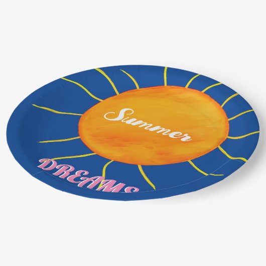 Assiettes En Carton Rêves d'été Jaune Orange (Angle)