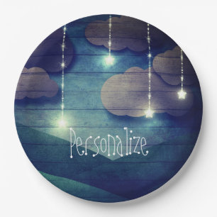 Assiettes En Carton Rêves doux Ciel nocturne suspendu étoile bleu rust