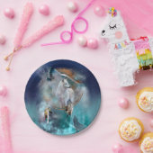 Assiettes En Carton Rêveur indien et loup à tête ethnique (Fête)