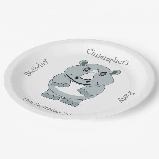 Assiettes En Carton Rhino Design Anniversaire (Angle)