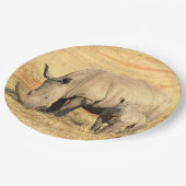 Assiettes En Carton rhinocéros mignons en afrique (Angle)