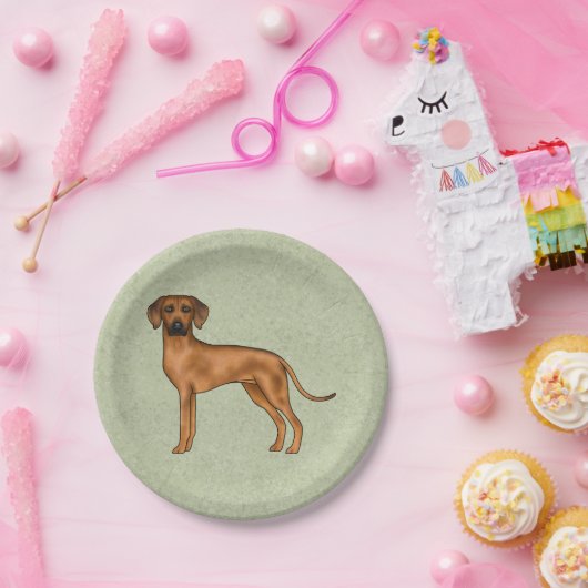 Assiettes En Carton Rhodesian Ridgeback Africain Lion Chien race Green (Fête)