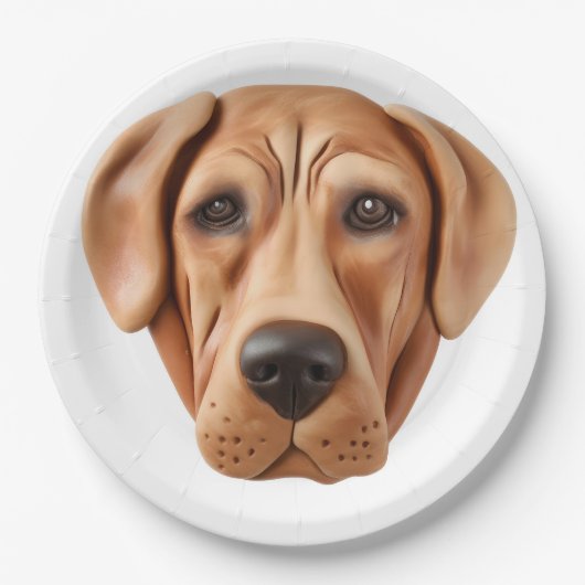 Assiettes En Carton Rhodesian Ridgeback Chien 3D Inspiré (Devant)