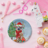 Assiettes En Carton Rhodesian Ridgeback Chien dans neige cadeau de Noë (Fête)