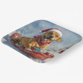 Assiettes En Carton Rhodesian Ridgeback Dog dans Sledge Noël (Angulaire)