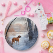 Assiettes En Carton Rhodesian Ridgeback Laisser Neige Noël (Fête)