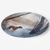 Assiettes En Carton Rhodesian Ridgeback Laisser Neige Noël (Angle)